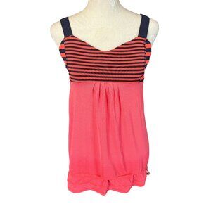 Lululemon coral orange blue no limits tank top with built in striped bra